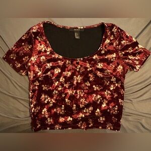 Forever21 Satin Floral Blouse Cropped Top for Dates or Nice Occasions